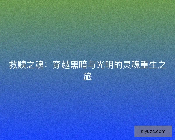 救赎之魂：穿越黑暗与光明的灵魂重生之旅