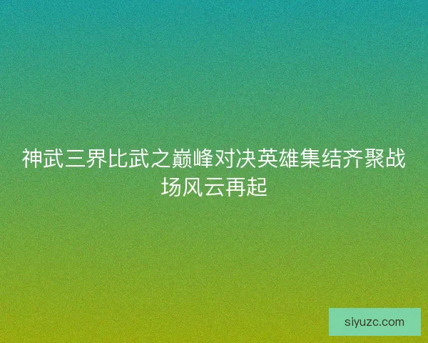 神武三界比武之巅峰对决英雄集结齐聚战场风云再起