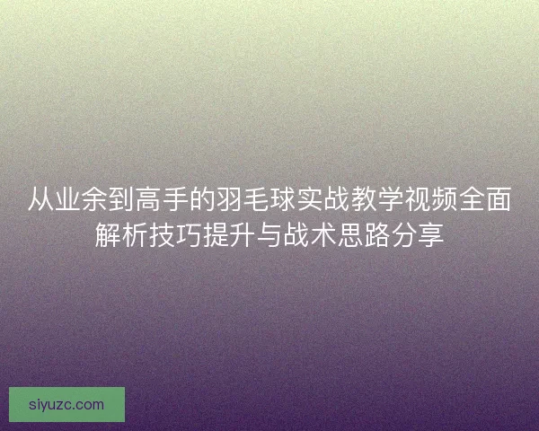 从业余到高手的羽毛球实战教学视频全面解析技巧提升与战术思路分享