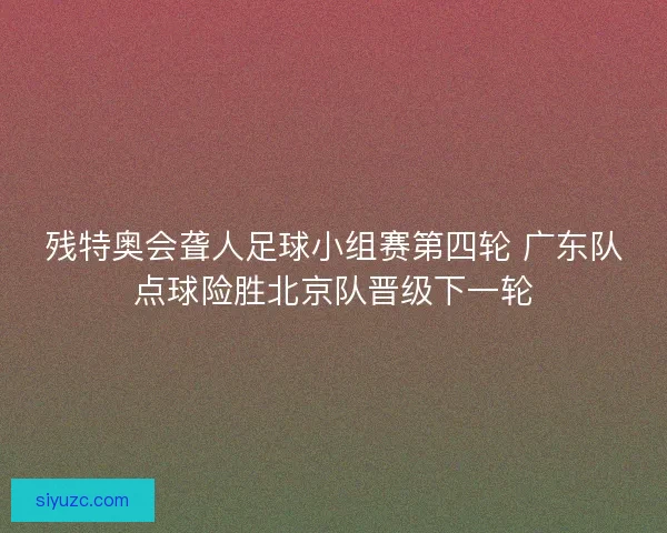 残特奥会聋人足球小组赛第四轮 广东队点球险胜北京队晋级下一轮