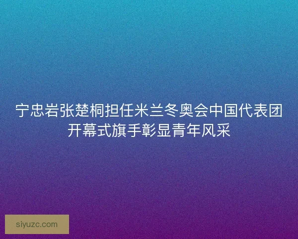 宁忠岩张楚桐担任米兰冬奥会中国代表团开幕式旗手彰显青年风采