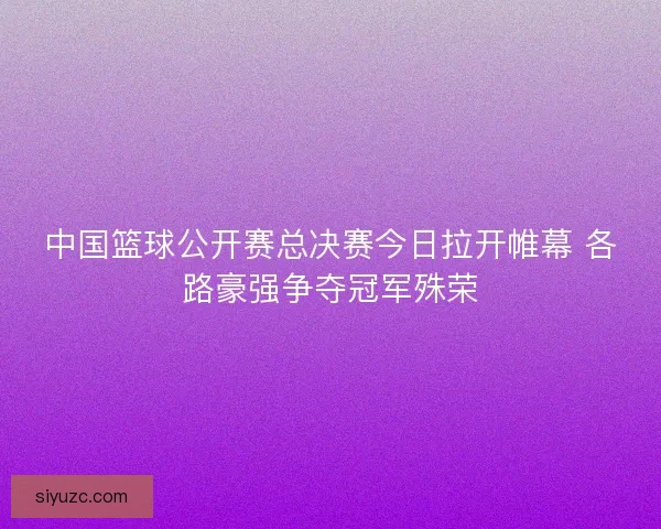 中国篮球公开赛总决赛今日拉开帷幕 各路豪强争夺冠军殊荣